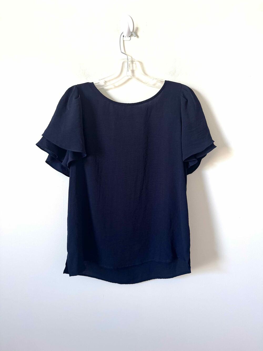Vince Camuto Short Sleeve Key Hole Back Short Sleeve Blouse Navy Blue Size Small